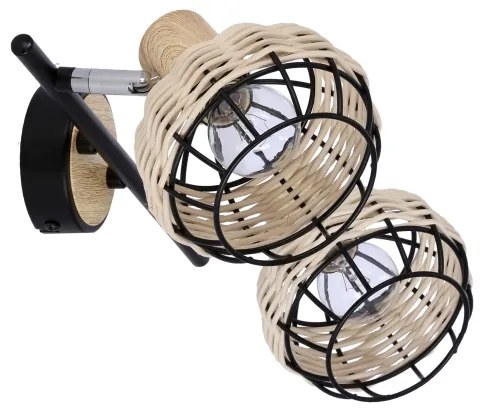 Spotlámpa TAJGA 2xE14/40W/230V rattan/fekete