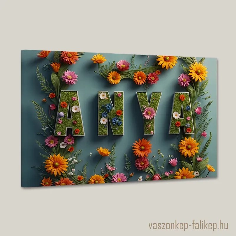 ANYA virágokkal 6 – Prémium falikép ajándék édesanyáknak 60x40 cm