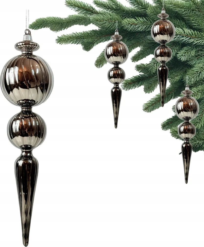 Nagy Grafit Színű Prémium Üveg Díszgömb Üveg díszgömbök, formázott gömbök, 31 cm