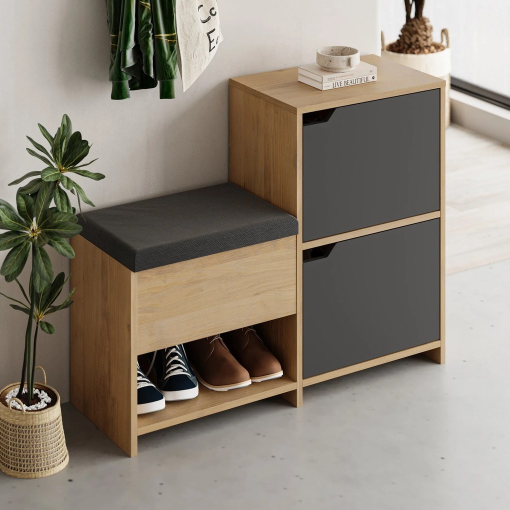 Cipőtároló Haven Shoe Bench - Oak, Anthracite