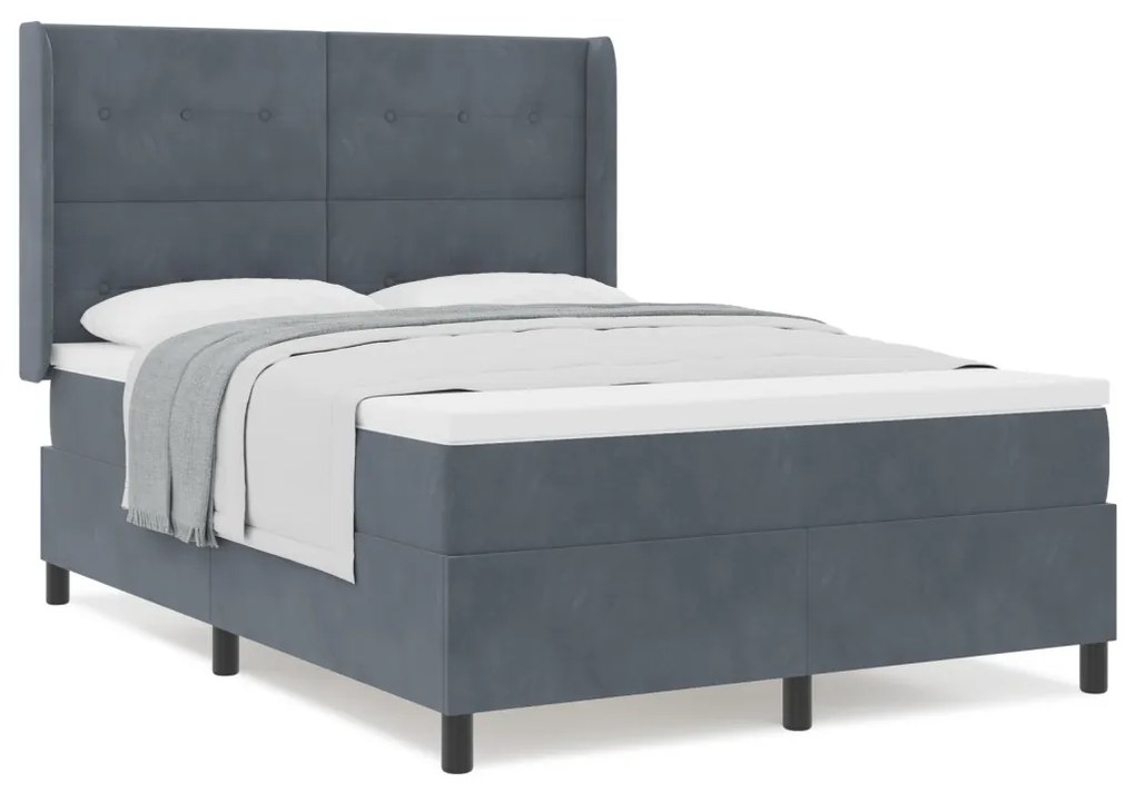Boxspring Ágy Matrac nélkül Sötét Szürke 140x200 cm Bársonyos