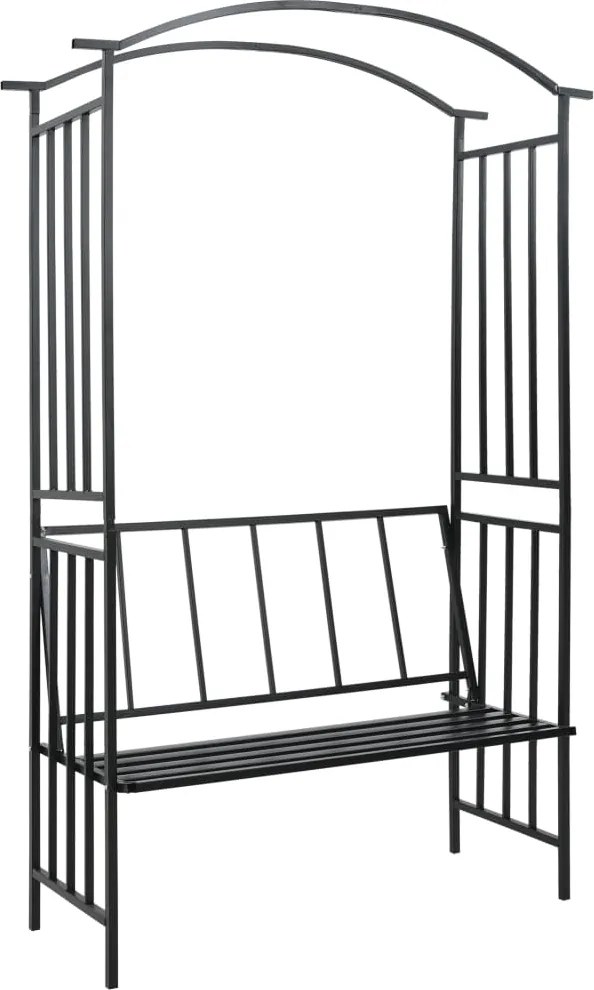 vidaXL fekete vas kerti boltív paddal 128 x 50 x 207 cm
