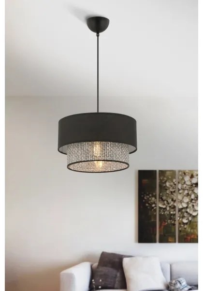 ECHO zsinóros függőlámpa 1xE27/60W/230V fekete/szürke