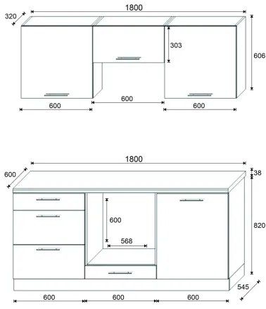 CELESTE 180 cm magasfényű, taupe színű konyhabútor