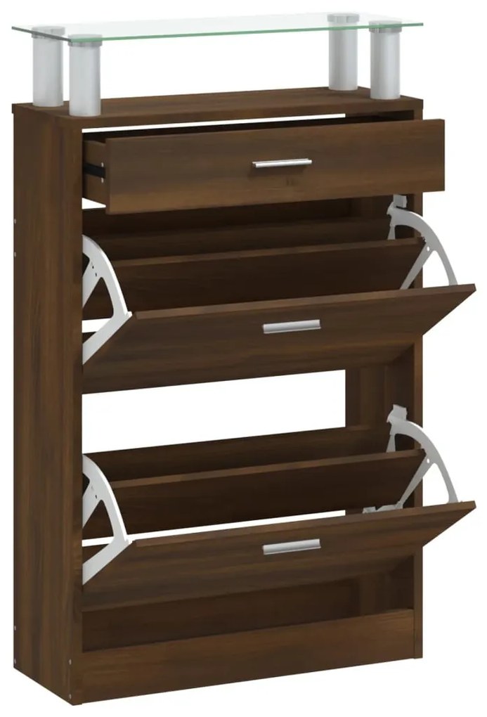 vidaXL barna tölgyszínű szerelt fa cipősszekrény 63x24x104 cm