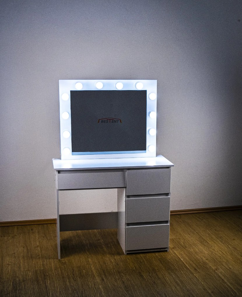 Öltöző asztal LED tükörrel Cleopatra White