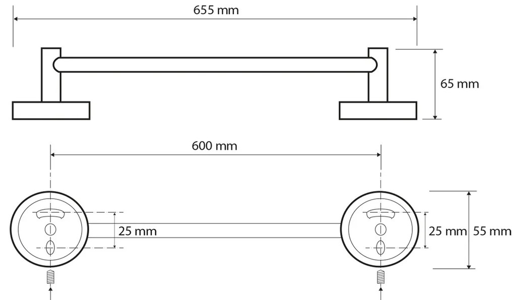 SAPHO XR410 X-Round E törölközőtartó 65 cm , ezüst