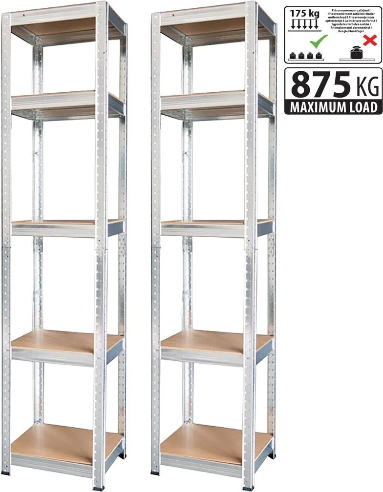Racks fém polc, MDF, 5 polcos, 2 db/csomag (1800 x 400 x 400 mm)
