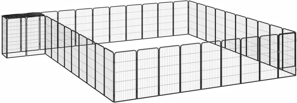 vidaXL 42-paneles fekete porszórt acél kutyakennel 50 x 100 cm