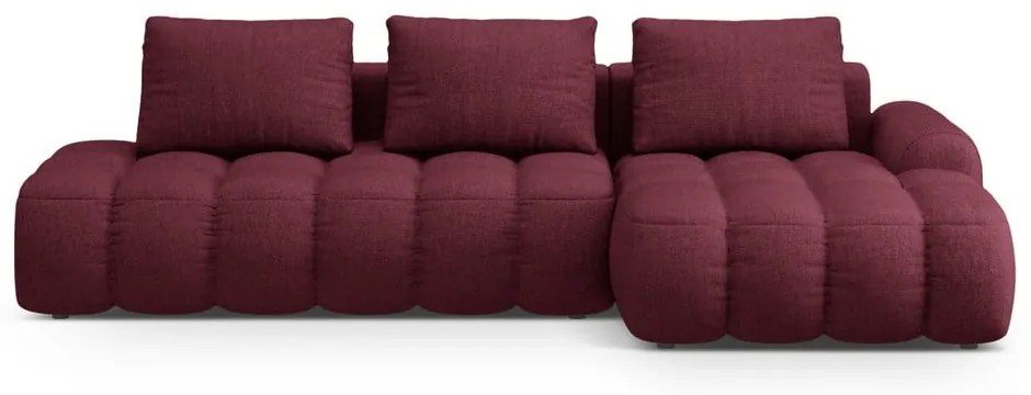 Borvörös kinyitható-tárolóhelyes sarokkanapé (jobb oldali-heverő résszel) Linz – Cosmopolitan Design