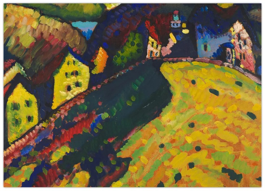 Kép - Vasily Kandinsky, Houses at Murnau, reprodukciók (70x50 cm)