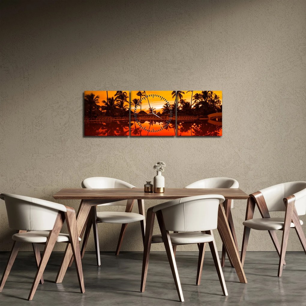 Kép - naplemente az üdülőhely felett (órával) (90x30 cm)