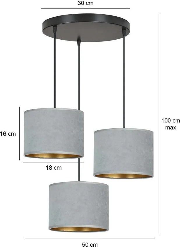 Emibig modern függeszték hilde fekete szürke emi1050/3prem