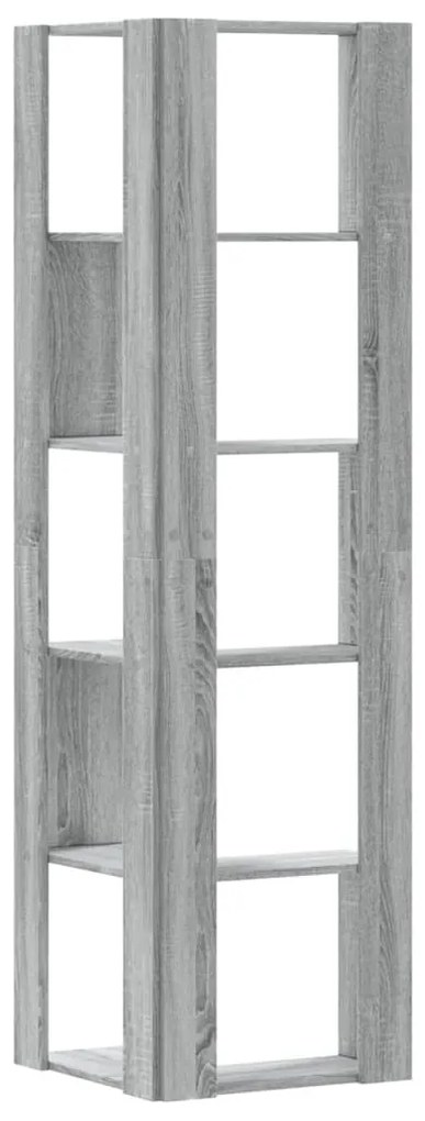 5 szintes szürke szerelt fa sarok könyvespolc 50 x 50 x 179 cm