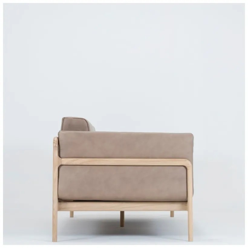Fawn világosbarna kanapé bivalybőrből, tömör tölgyfa szerkezettel, 210 cm - Gazzda