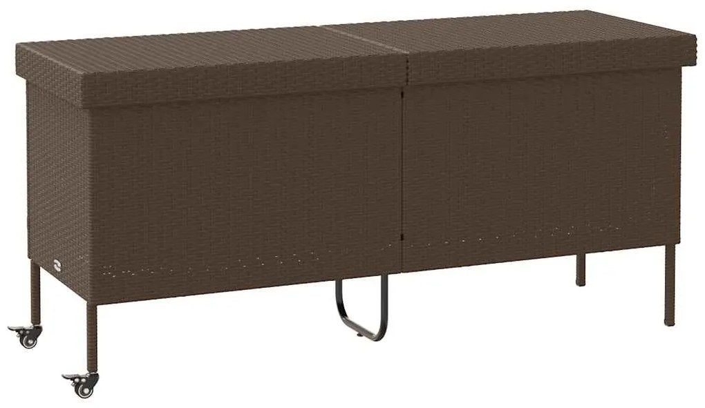 vidaXL barna polyrattan kerti tárolóláda kerekekkel 160x55x75 cm