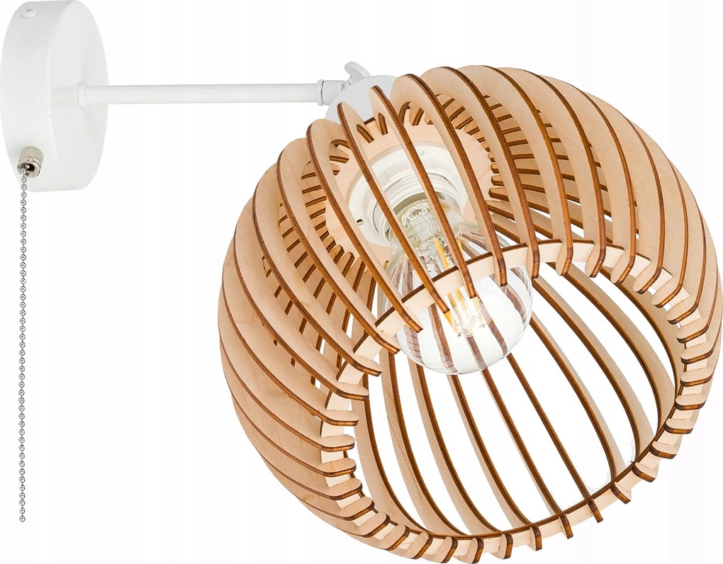 Fali lámpa E27 loft fali lámpa Gömb XL fa on/off kapcsoló láncos