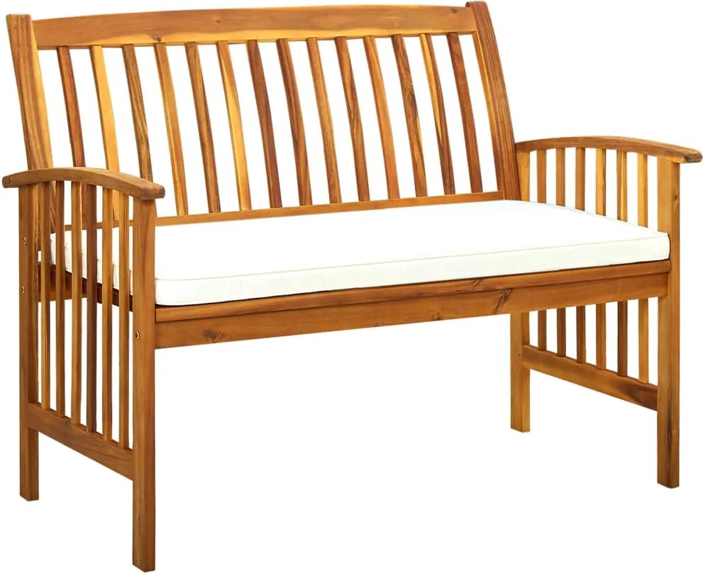 vidaXL tömör akácfa kerti pad párnával 119 cm