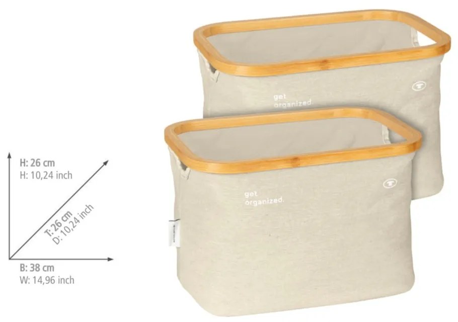 Textil tárolókosár szett 2 db-os 38x26x26 cm Tom Tailor – Wenko
