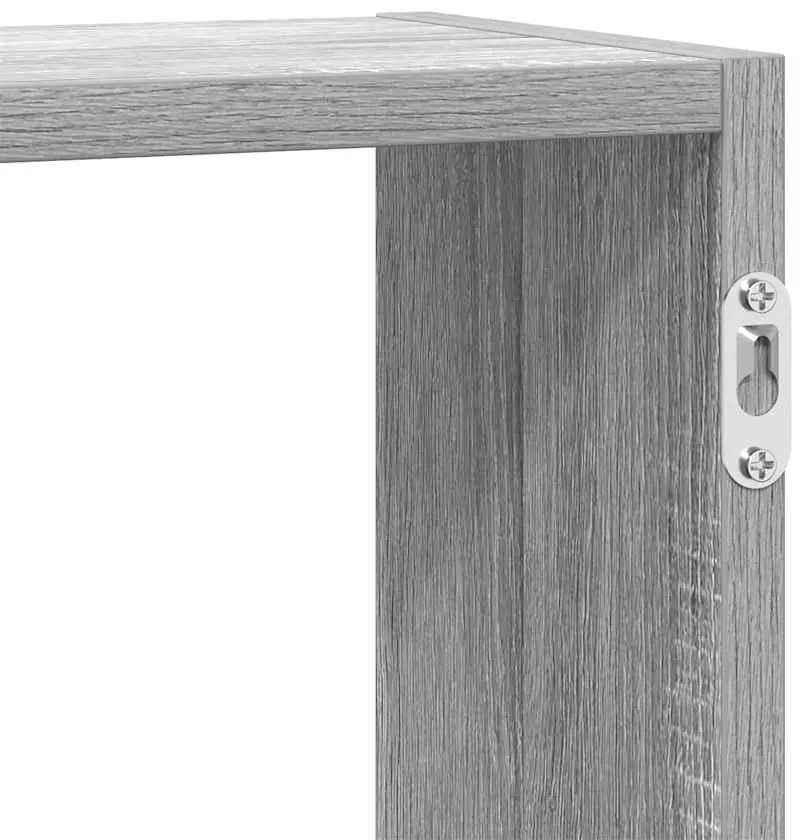 szürke sonoma színű szerelt fa fali kockapolc 5 rekeszes színű