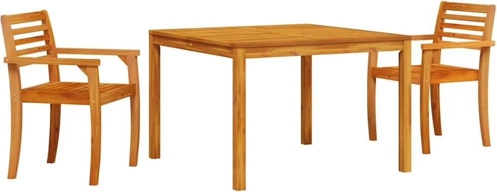 vidaXL Kert étkező szett 3 pcs Barna Tömör Akácfa