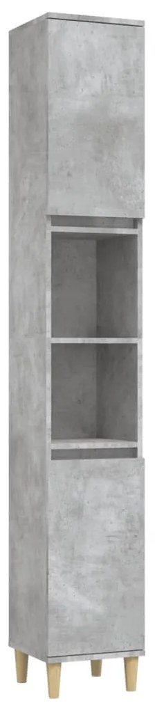 betonszürke szerelt fa fürdőszobaszekrény 30 x 30 x 190 cm
