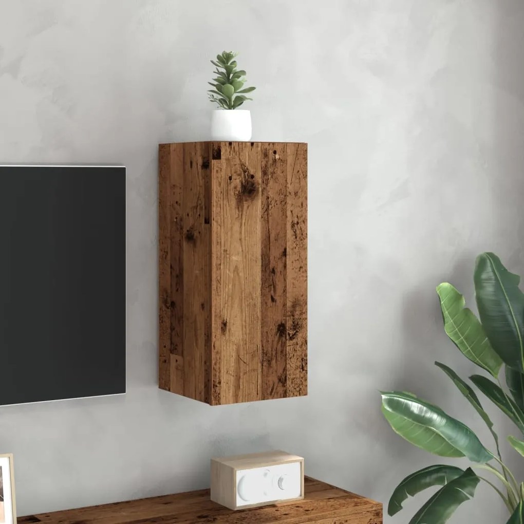 antik fa színű szerelt fa TV-szekrény 30,5 x 30 x 60 cm