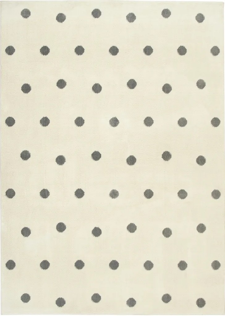 Krémszínű Szürke Puha Gyerekszőnyeg Szürke Pöttyökkel Karo 170x200 cm