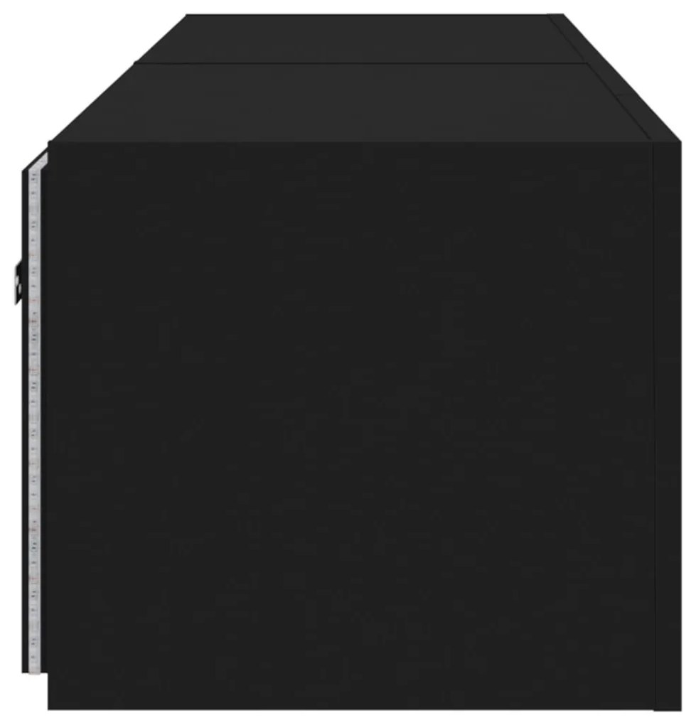 2 db fekete falra szerelhető TV-szekrény LED-del 80x35x31 cm