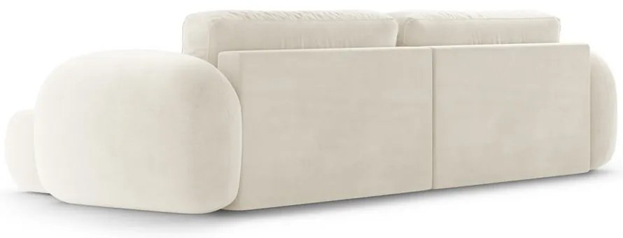Krémszínű bársony kinyitható-tárolóhelyes sarokkanapé Tonale – Cosmopolitan Design