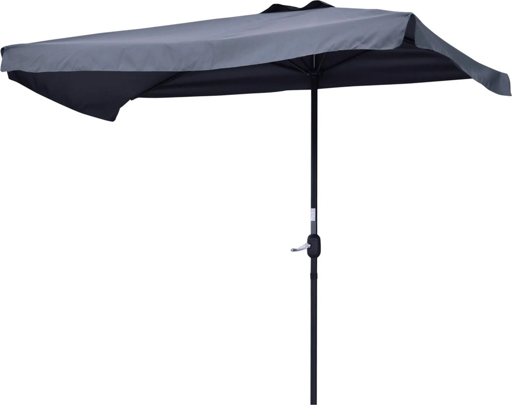 Outsunny Téglalap alakú Napernyő 230x130x249 cm Falra Szerelhető Közepes Napernyő Kézi Forgatóval UV Védelemmel Vízálló Napernyő Erkélyre Teraszra Ker