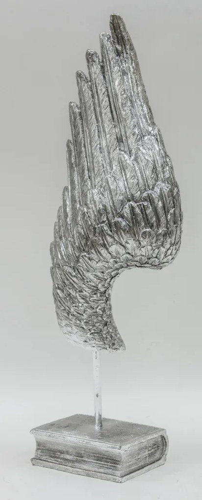 Bond design ezüst szárny műanyag talpon asztali dekoráció 60x22x11cm