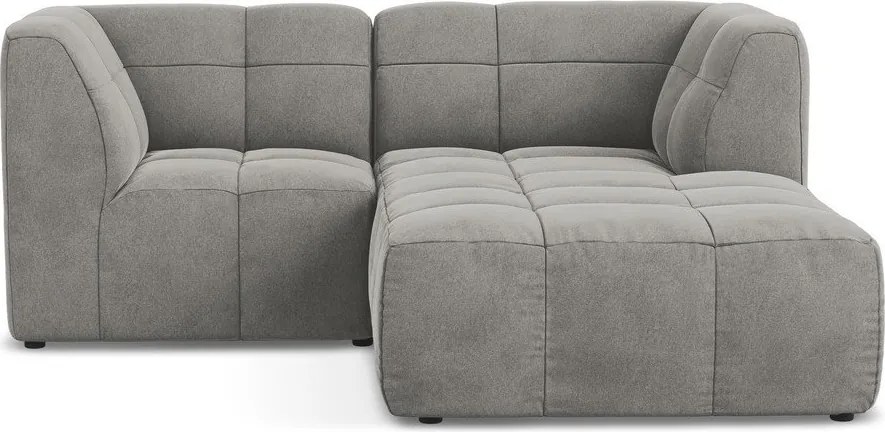 Szürke bársony sarokkanapé (jobb oldali-heverő résszel) Aloha – Makamii