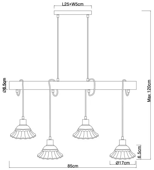 Globo 54050-4H - Csillár zsinóron JOWITA 4xE27/40W/230V