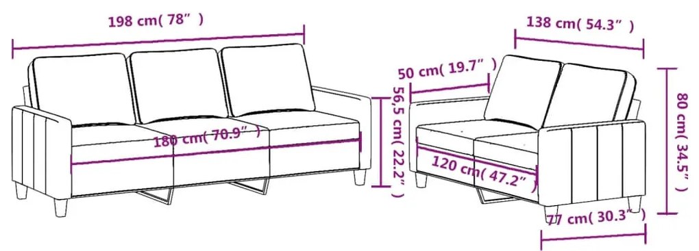 vidaXL 2 részes világossárga szövet ülőgarnitúra párnákkal