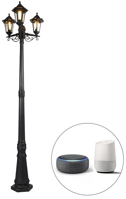 Okos kültéri lámpa fekete 3-lámpás, beleértve a Wifi ST64-et - New Haven