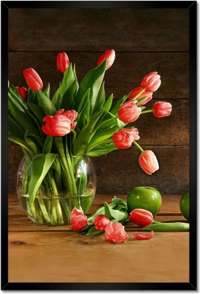 Poszter keretben 40x60 Piros tulipánok
