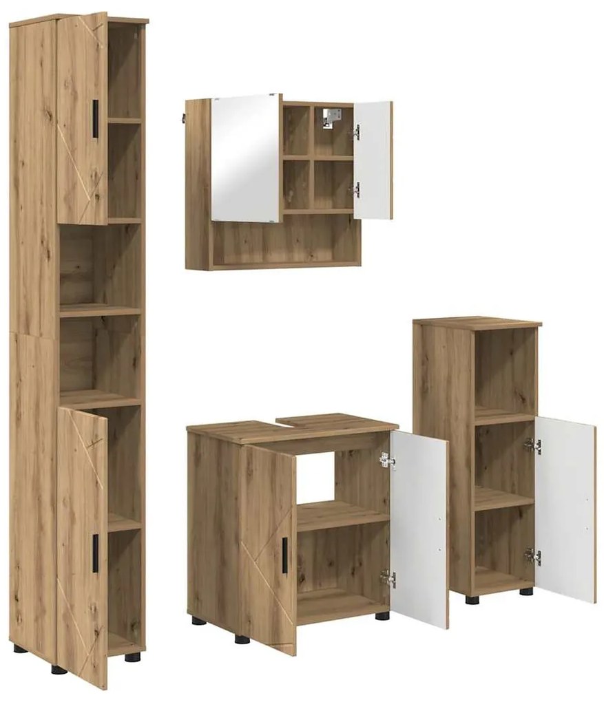 Fürdőszoba bútor szett 4 pcs kézműves tölgy 61 x 35 x 64 cm