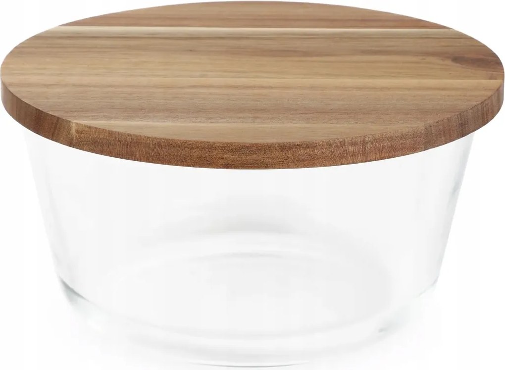 Maira üveg tároló doboz fa fedéllel M 23x12 cm Homla
