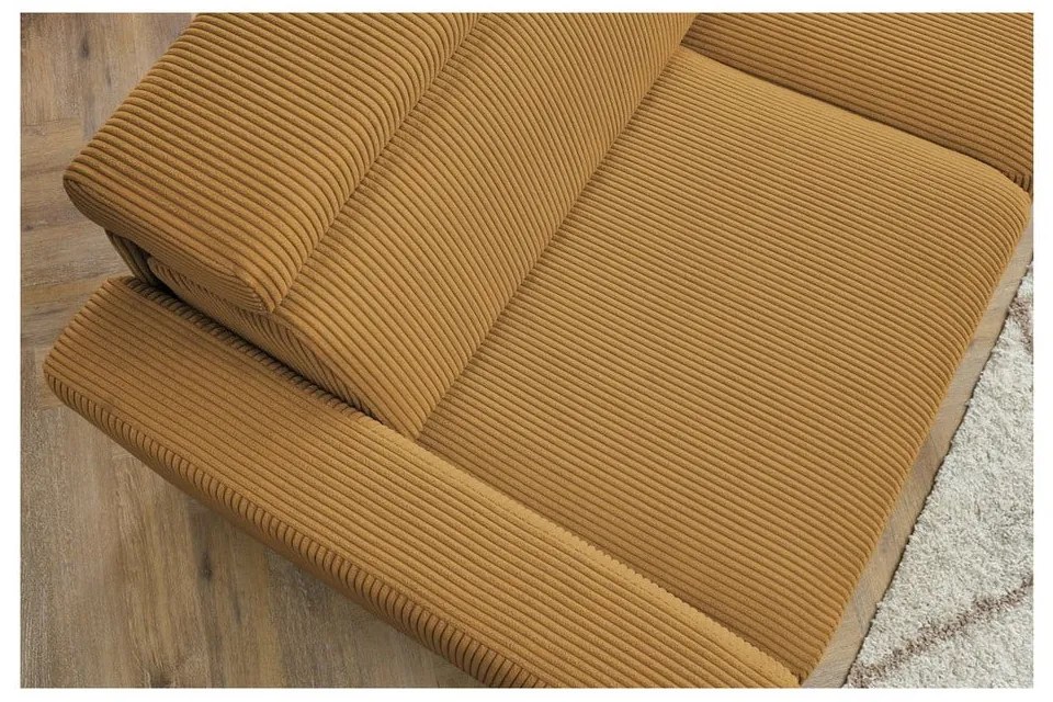 Mustársárga kordbársony kinyitható sarokkanapé (variálható) Monaco – Bobochic Paris