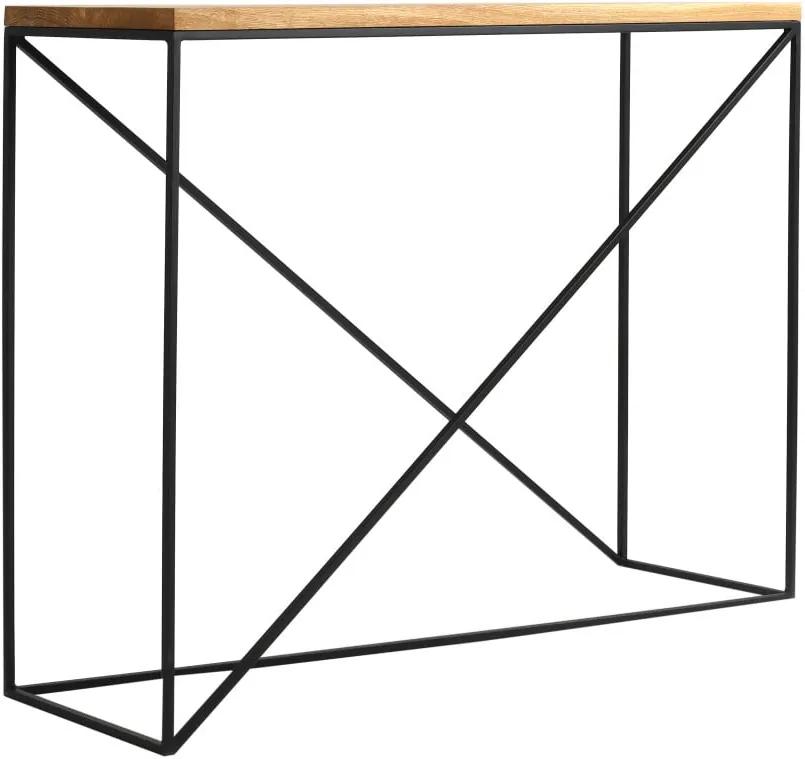Memo konzolasztal fekete konstrukcióval és tölgyfa asztallappal, szélesség 100 cm - Custom Form