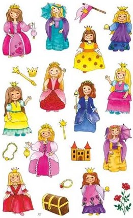 Matrica, papír, 3 ív, 76x120 mm, AVERY ZWECKFORM, Z-Design No.53198, királylány (AY53198)