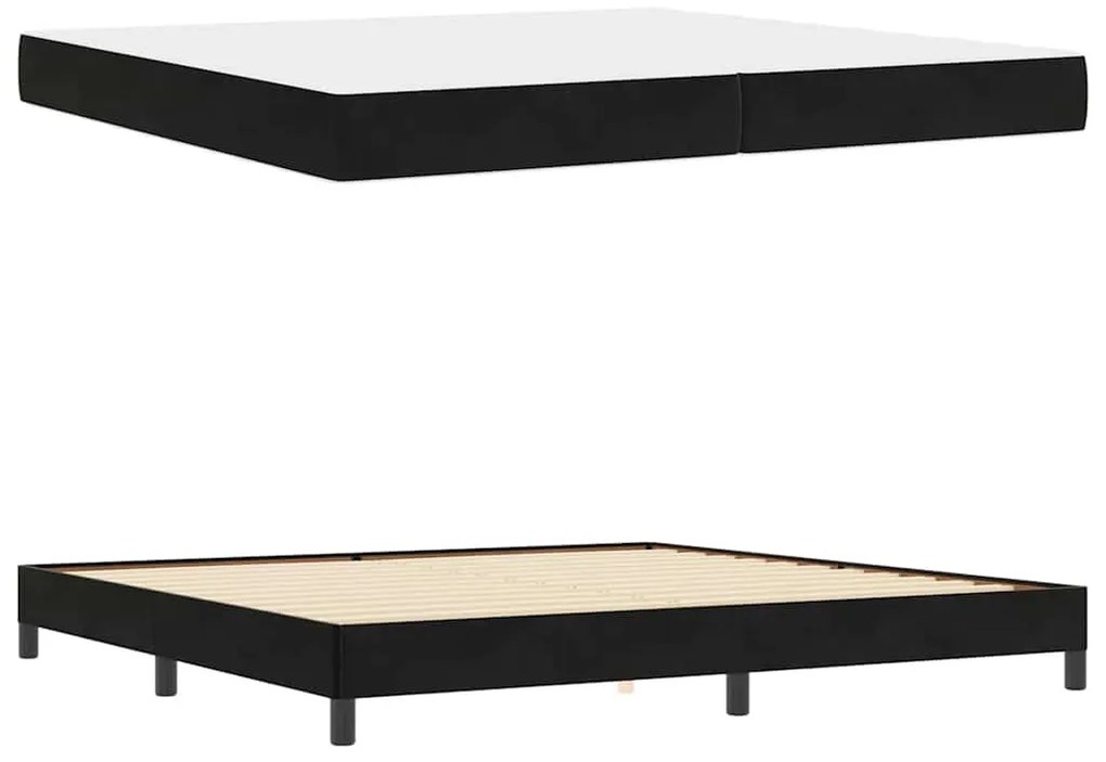 Boxspring ágy matraccal matracmal Fekete 200 x 200 cm Bársony