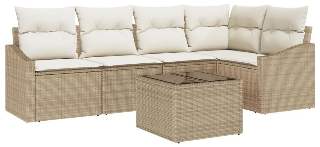 6 részes Kert Sofa Szett Párnákkal Barna Poli Rattan