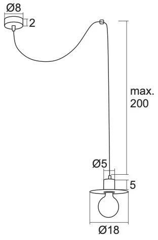 Argon 3836 - Csillár zsinóron CORSO 1xE27/15W/230V fényes króm