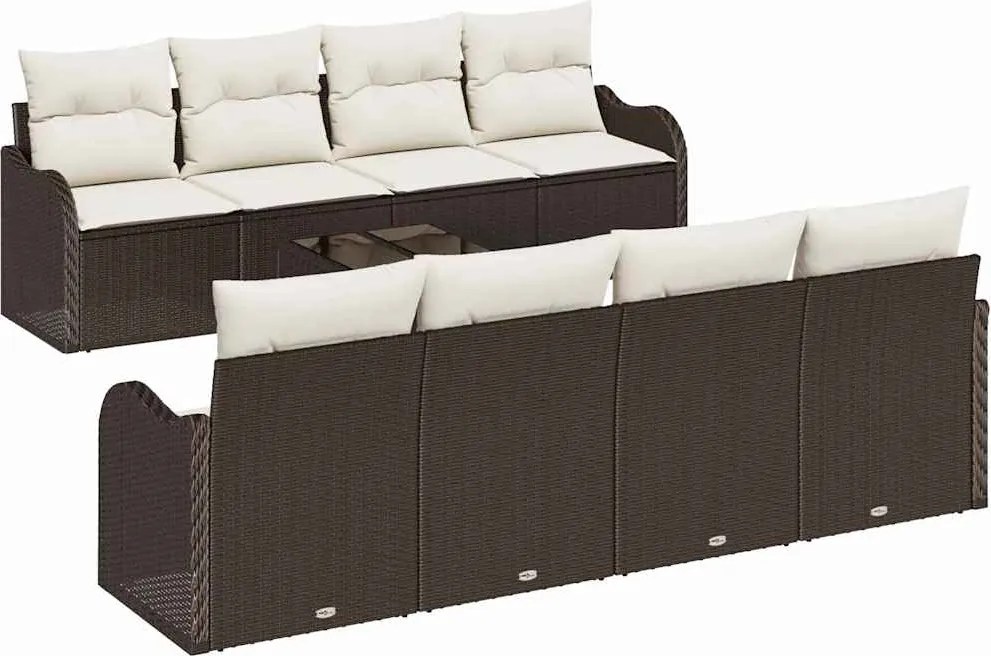 vidaXL Kerti Kanapé Szett Barna 55 x 55 x 37 cm polirattan