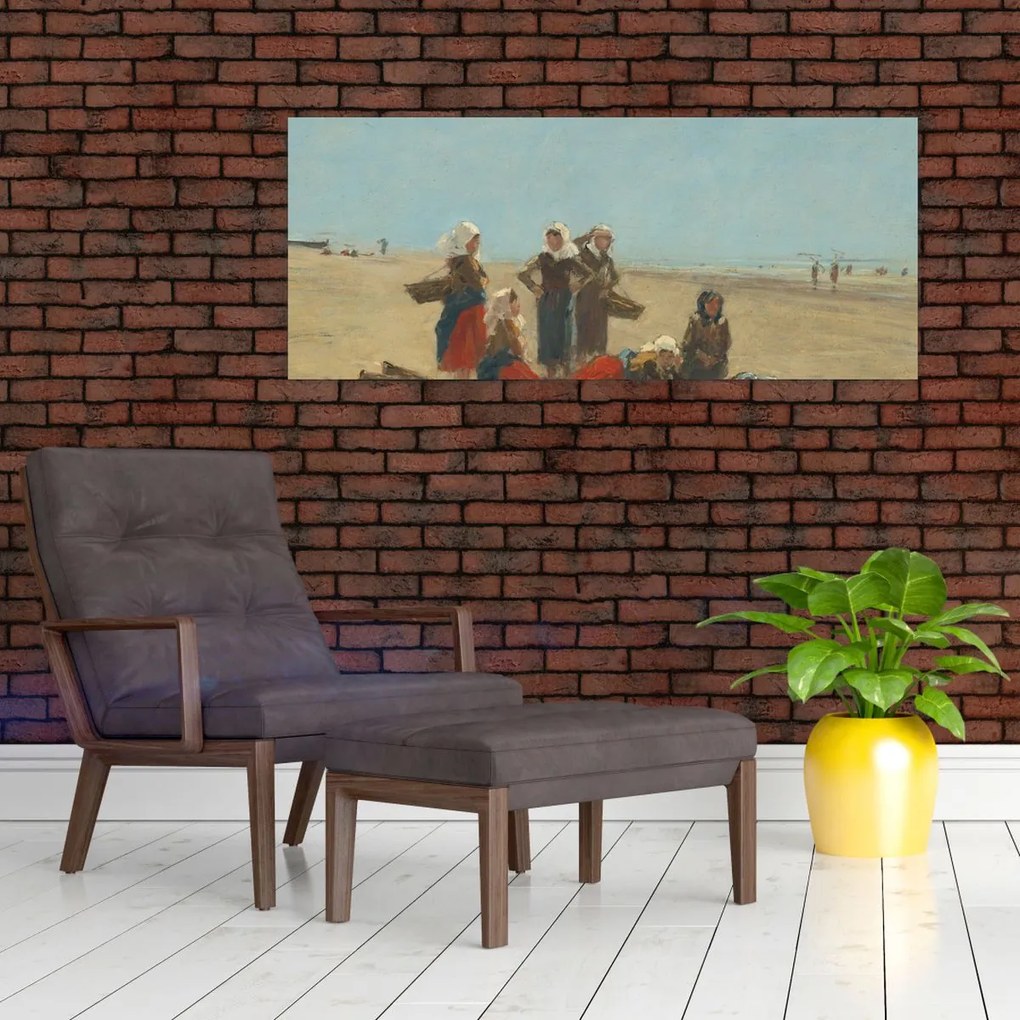 Kép - Eugène Boudin, Women on the Beach at Berck, reprodukciók (120x50 cm)