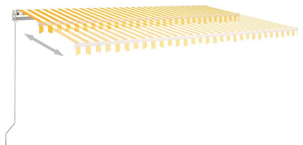 Sárga-fehér szélérzékelős és LED-es napellenző 5 x 3,5 m