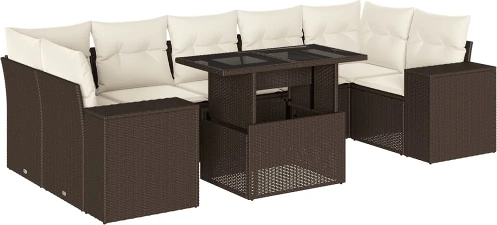 vidaXL 8 részes barna polyrattan kerti ülőgarnitúra párnákkal