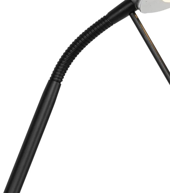 Modern állólámpa fekete olvasólámpával, beépített LED-del, dim to warm funkcióval - Diva